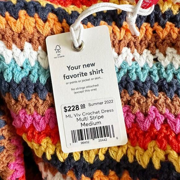 Marine Layer Viv Crochet Multi Stripe Casual Beach Midi Dress Boho Medium - Picture 5 of 13